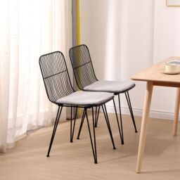 Nordlys Set of 2 Industrial Metal Dining Room Chairs in Grey - thumbnail 2