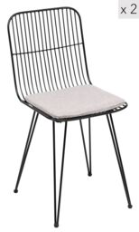 Nordlys Set of 2 Industrial Metal Dining Room Chairs in Grey - thumbnail 1