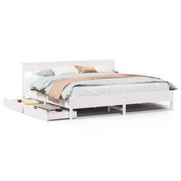 Berkfield Home Full Bed Frame without Mattress White 180x200 cm Super King Solid - thumbnail 3
