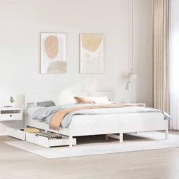 Berkfield Home Full Bed Frame without Mattress White 180x200 cm Super King Solid - thumbnail 2