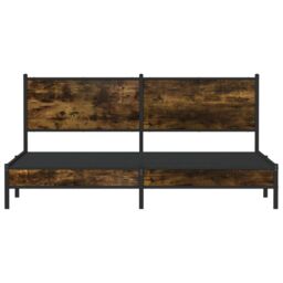 Berkfield Home Metal Bed Frame without Mattress Smoked Oak 160x200 cm in Brown - thumbnail 5