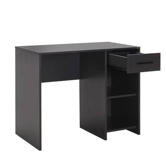 FORGEVIO Grey Study Desk 1 Drawer Two Shelves Metal Pull Handle in Dark Grey - image 1