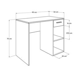 FORGEVIO Grey Study Desk 1 Drawer Two Shelves Metal Pull Handle in Dark Grey - thumbnail 2