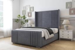 "Sloomy Camden Plush Frame-Mattress-50"" Upholstered Wingback Headboard in Dark Grey - Size: Super King" - thumbnail 2