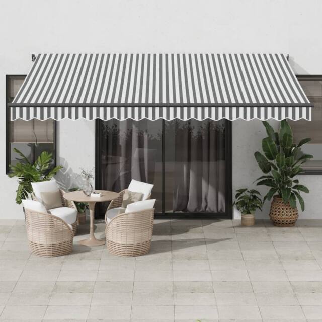 Berkfield Home Manual Retractable Awning Anthracite & White 450x350 cm in Black - image 1