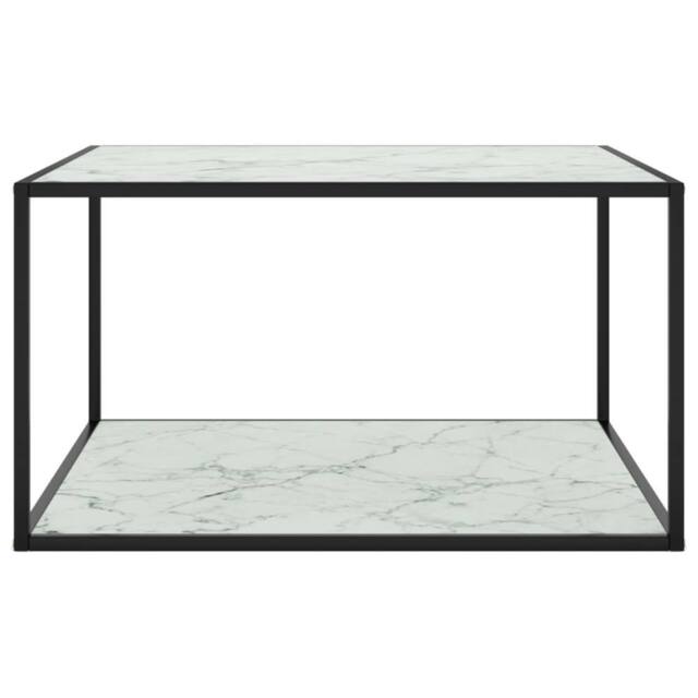 Berkfield Home Coffee Table Black with White Marble Glass 90x90x50 cm - Size: 90 x 90 x 50 cm - image 1