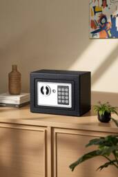 Living and Home 6L Mini Password Mechanical Lock Safe Home Office Security Box in Black - thumbnail 1