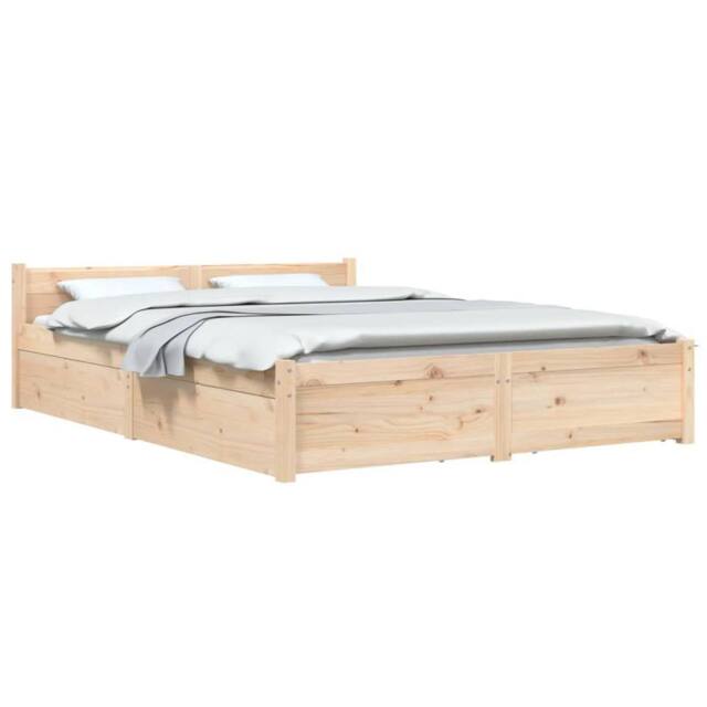 Berkfield Home Beautiful Bed Frame with Drawers 120x200 cm in Natural - Size: Small Double - image 1