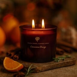 Nicola Spring 350g Cinnamon Orange Soy Candles - Pack of 3 - Double Wick Festive in Purple - thumbnail 2