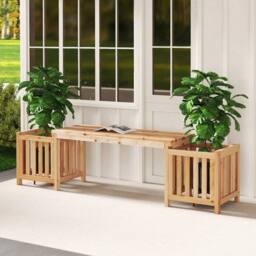 VOGREX 2-in-1 Wooden Planter Bench in Natural - thumbnail 4