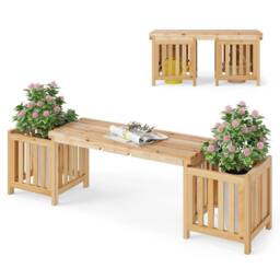 VOGREX 2-in-1 Wooden Planter Bench in Natural - thumbnail 2