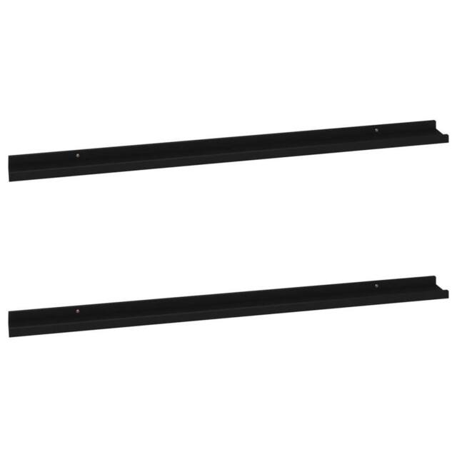 Berkfield Home Wall Shelves 2 pcs Black 115x9x3 cm - Size: 115 x 9 x 3 cm - image 1
