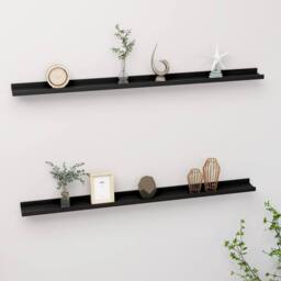 Berkfield Home Wall Shelves 2 pcs Black 115x9x3 cm - Size: 115 x 9 x 3 cm - thumbnail 2