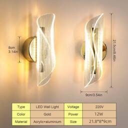COMELY LED Wall Lights, 12W Creative Spiral Design Gold Wall Light - thumbnail 6