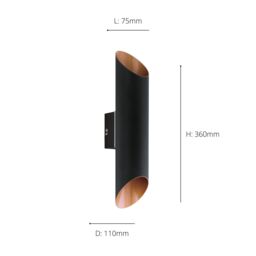 Eglo Agolada Metal IP44 Integrated LED Outdoor Wall Light in Copper - thumbnail 3