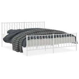 Berkfield Home Metal Bed Frame without Mattress with Footboard¬†White 183x213cm in White - Size: 183x213 cm - thumbnail 2