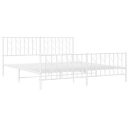 Berkfield Home Metal Bed Frame without Mattress with Footboard¬†White 183x213cm in White - Size: 183x213 cm - thumbnail 4