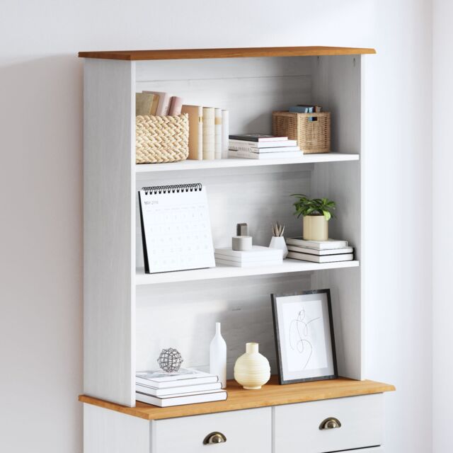 "Berkfield Home Hutch ""ASKIM"" White 91x30x104 cm Solid Wood Pine - Size: 91 x 30 x 104 cm" - image 1
