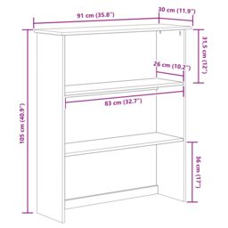 "Berkfield Home Hutch ""ASKIM"" White 91x30x104 cm Solid Wood Pine - Size: 91 x 30 x 104 cm" - thumbnail 8