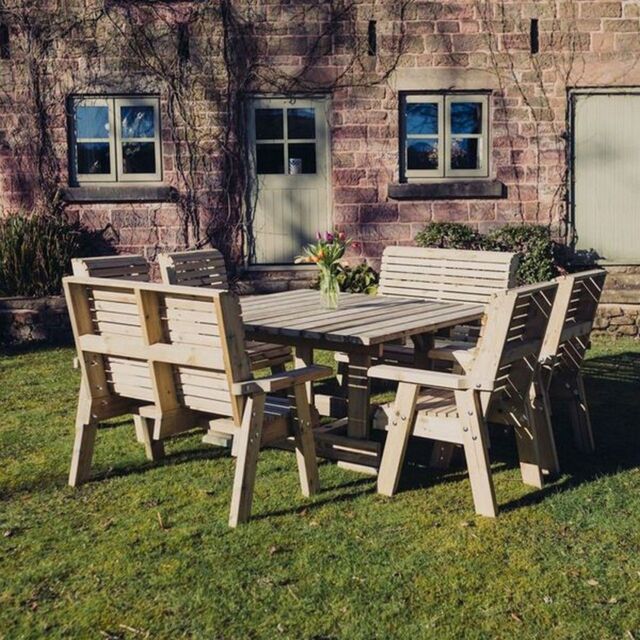 Churnet Valley Garden Furniture Ltd Ergo 8 Seat Dining Set - Min. Assembly Required - Set of Cushions Inc in Brown - image 1