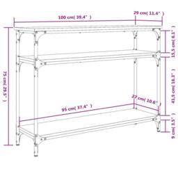 Berkfield Home Decorative Console Table Brown Oak 100x29x75 cm Engineered Wood - Size: 100 x 29 x 75 cm - thumbnail 9