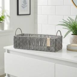 Garden Greatness Woven Rattan Bathroom Basket in Grey - thumbnail 2