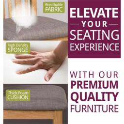 Nordara 2 Solid Oak Wooden Dining Chair, Light Grey Fabric Seat Kitchen Chairs in Brown - thumbnail 5