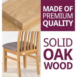Nordara 2 Solid Oak Wooden Dining Chair, Light Grey Fabric Seat Kitchen Chairs in Brown - thumbnail 6