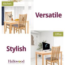 Nordara 2 Solid Oak Wooden Dining Chair, Light Grey Fabric Seat Kitchen Chairs in Brown - thumbnail 4