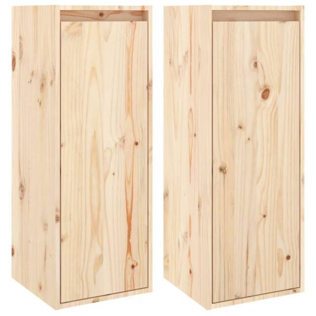 Berkfield Home Wall Cabinets 2 pcs 30x30x80 cm Solid Wood Pine in Light Brown - Size: 30 x 30 x 80 cm - image 1