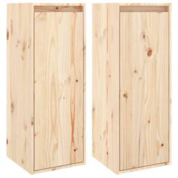 Berkfield Home Wall Cabinets 2 pcs 30x30x80 cm Solid Wood Pine in Light Brown - Size: 30 x 30 x 80 cm - thumbnail 1