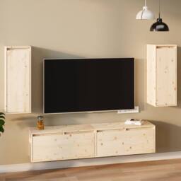 Berkfield Home Wall Cabinets 2 pcs 30x30x80 cm Solid Wood Pine in Light Brown - Size: 30 x 30 x 80 cm - thumbnail 2