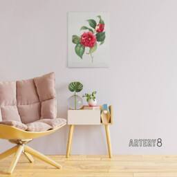 "Artery8 Camelia Floral Illustration Redoute Vintage Canvas Wall Art in White - Size: W18"" x H24""" - thumbnail 3