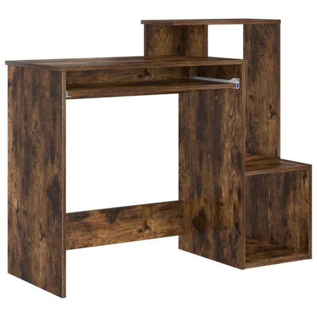 Berkfield Home Smoked Oak Computer Desk Smoked oak Engineered wood Standard in Brown - image 1