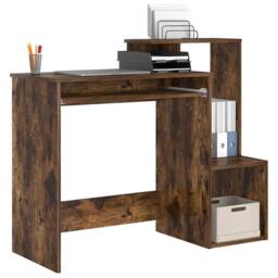 Berkfield Home Smoked Oak Computer Desk Smoked oak Engineered wood Standard in Brown - thumbnail 3