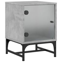 Berkfield Home Bedside Cabinets with Glass Doors 2 pcs Concrete Grey 35x37x50 cm - Size: 35 x 37 x 50 cm - thumbnail 4