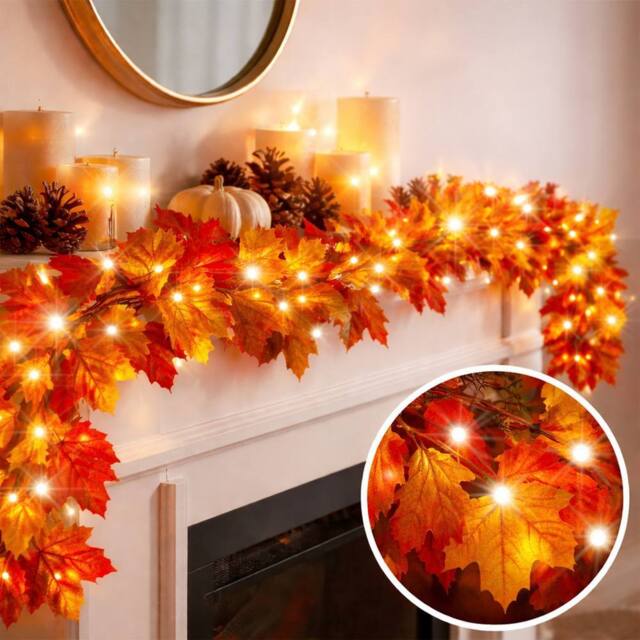 Dragodirect 2.3M 40 LED Autumn Leaf Garland String Light in Orange - image 1