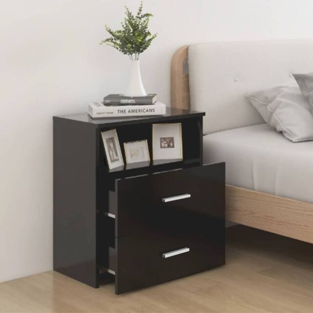 Berkfield Home Modern Bed Cabinets 2 pcs Black 50x32x60 cm - Size: 50 x 32 x 60 cm - image 1
