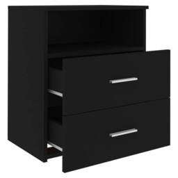 Berkfield Home Modern Bed Cabinets 2 pcs Black 50x32x60 cm - Size: 50 x 32 x 60 cm - thumbnail 6