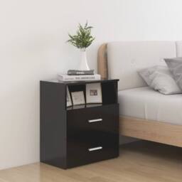 Berkfield Home Modern Bed Cabinets 2 pcs Black 50x32x60 cm - Size: 50 x 32 x 60 cm - thumbnail 2
