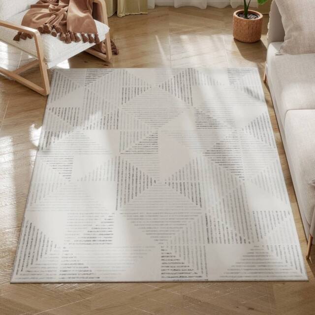 VOGREX Non-Slip Large Rug for Living Room, 170 x 120 cm in White - Size: 120 cm x 170 cm - image 1