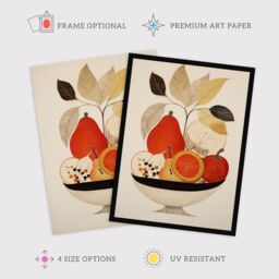 Wee Blue Coo Wall Art Print Harvest Bowl Autumn Fruits Red Kitchen Living Room Framed - Size: A4 - thumbnail 2