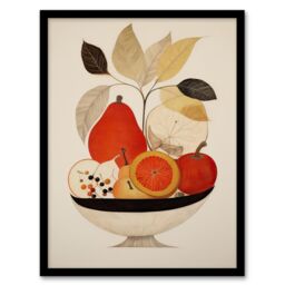 Wee Blue Coo Wall Art Print Harvest Bowl Autumn Fruits Red Kitchen Living Room Framed - Size: A4 - thumbnail 1