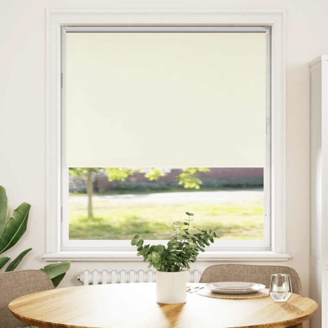 Berkfield Home Roller Blind Blackout Off-White 90x130 cm Fabric Width 85.7 cm Polyester in White - image 1