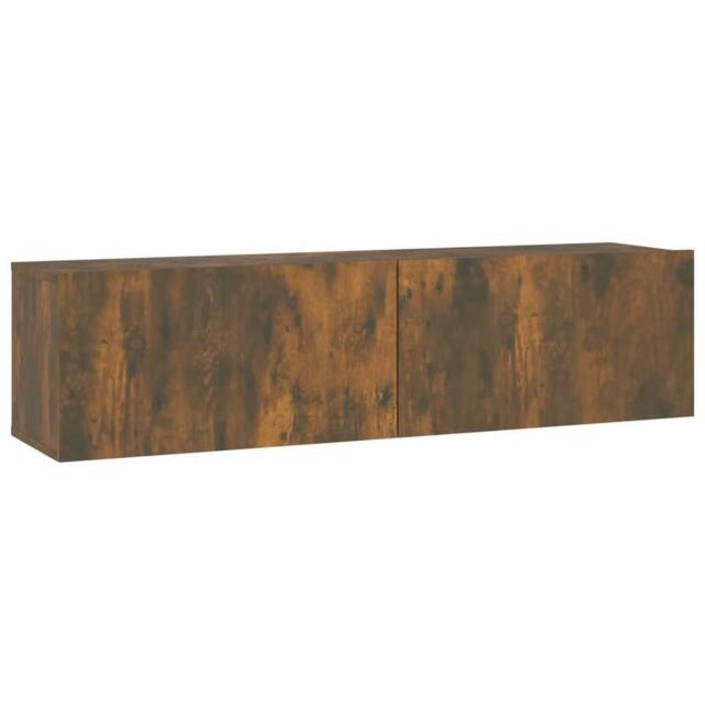 Berkfield Home TV Wall Cabinet Smoked Oak 120x30x30 cm Engineered Wood in Brown - Size: 120 x 30 x 30 cm