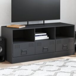 Berkfield Home TV Cabinet Anthracite 99x39x44 cm Steel in Black - Size: 99 x 39 x 44 cm