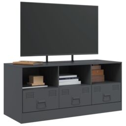 Berkfield Home TV Cabinet Anthracite 99x39x44 cm Steel in Black - Size: 99 x 39 x 44 cm - thumbnail 4