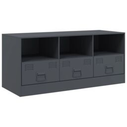 Berkfield Home TV Cabinet Anthracite 99x39x44 cm Steel in Black - Size: 99 x 39 x 44 cm - thumbnail 2