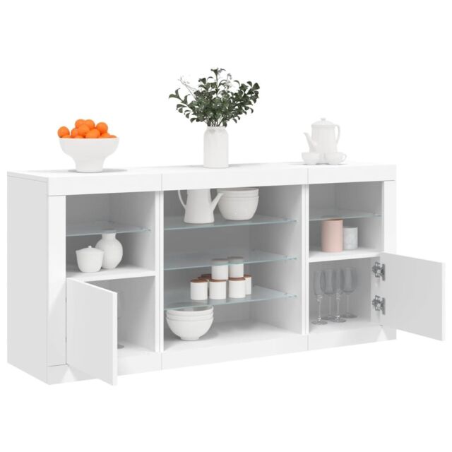 Berkfield Home Sideboard with LED Lights White 142.5x37x67 cm - image 1