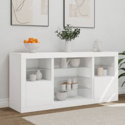 Berkfield Home Sideboard with LED Lights White 142.5x37x67 cm - thumbnail 3